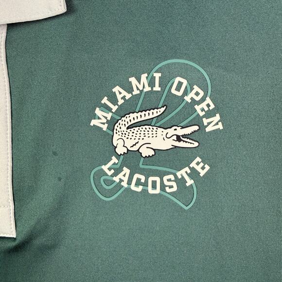 Lacoste Miami Open Tennis Polo Shirt Mens Large (5) Green Teal Snap Button - Picture 3 of 13